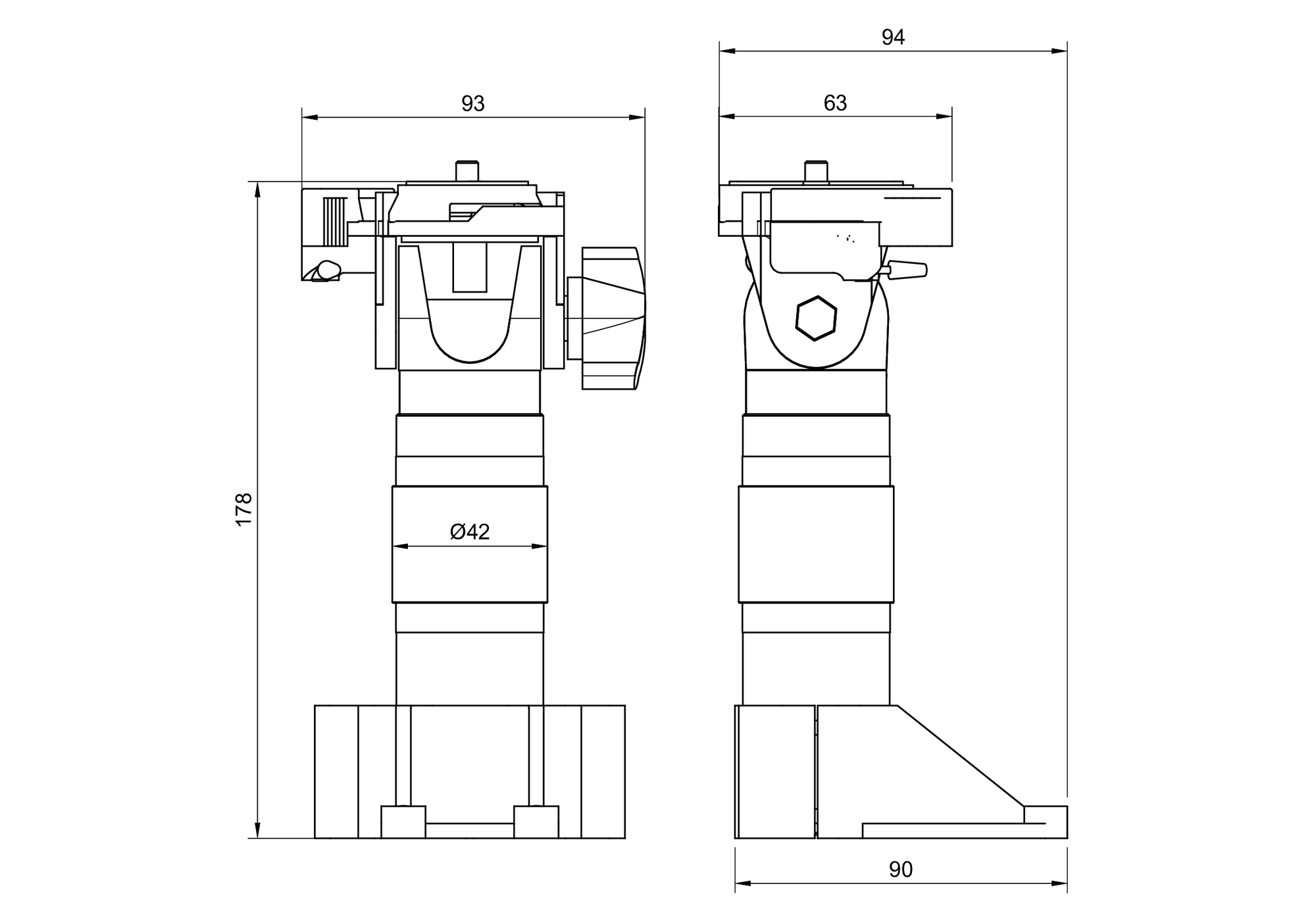 Dimensions of Universal camera mast addon for Leo Rover